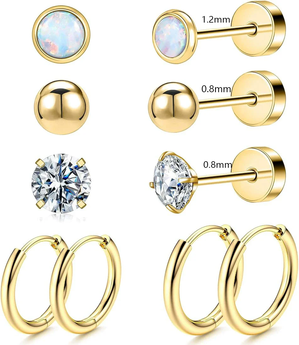 Wholesale Jewelry Stainless Steel Geometric Plant Flowers Style Electroplating Stud Earrings - Image 9