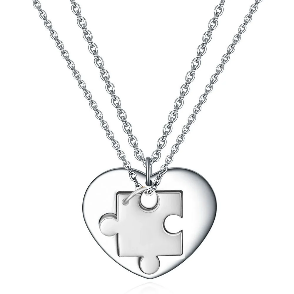 Wholesale Jewelry Stainless Steel Geometric Puzzle Pendant Necklace For Couple With Electroplating Ochain - Image 6