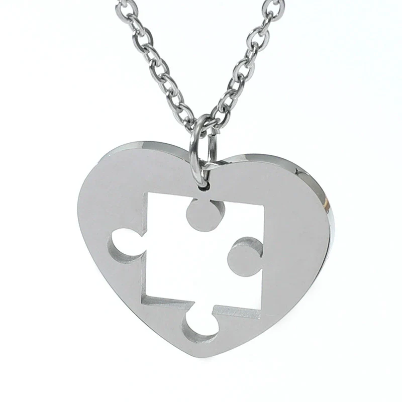 Wholesale Jewelry Stainless Steel Geometric Puzzle Pendant Necklace For Couple With Electroplating Ochain - Image 7