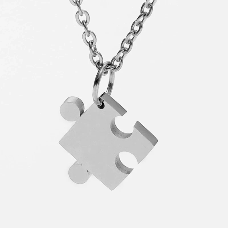 Wholesale Jewelry Stainless Steel Geometric Puzzle Pendant Necklace For Couple With Electroplating Ochain - Image 8