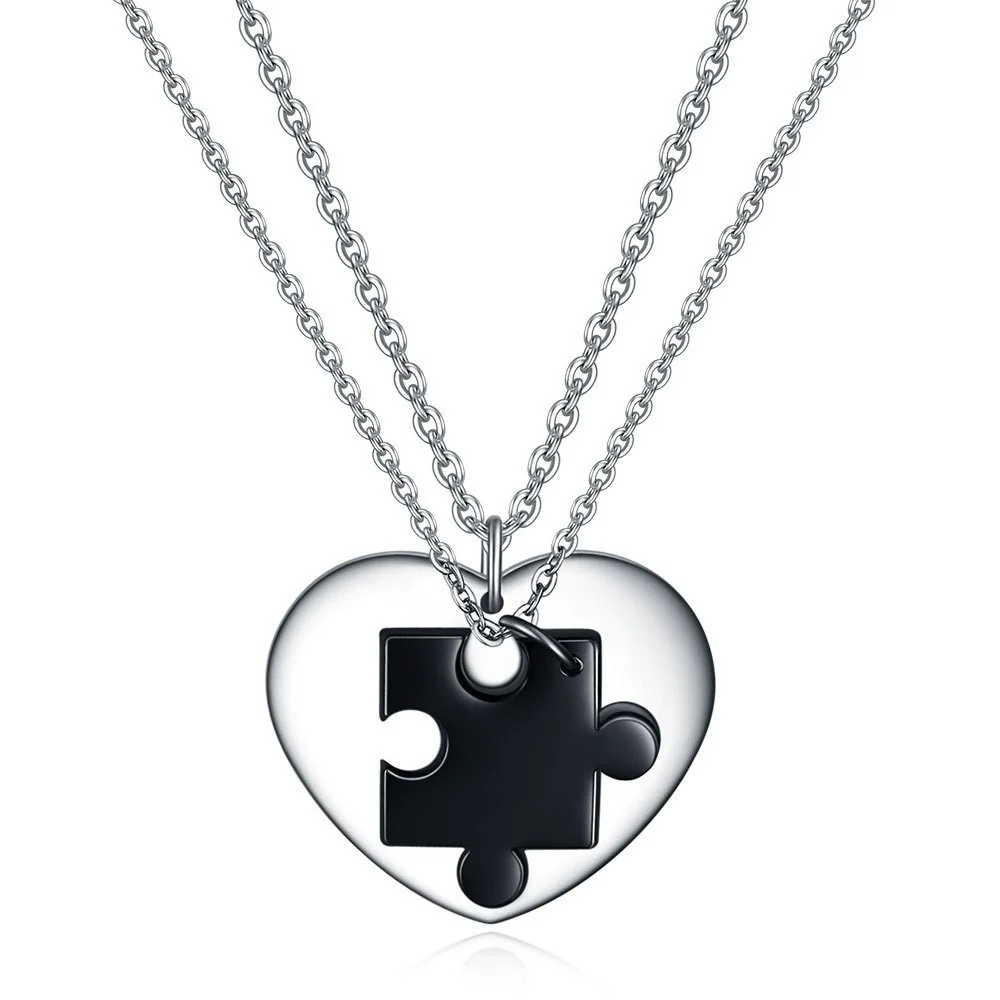 Wholesale Jewelry Stainless Steel Geometric Puzzle Pendant Necklace For Couple With Electroplating Ochain - Image 9