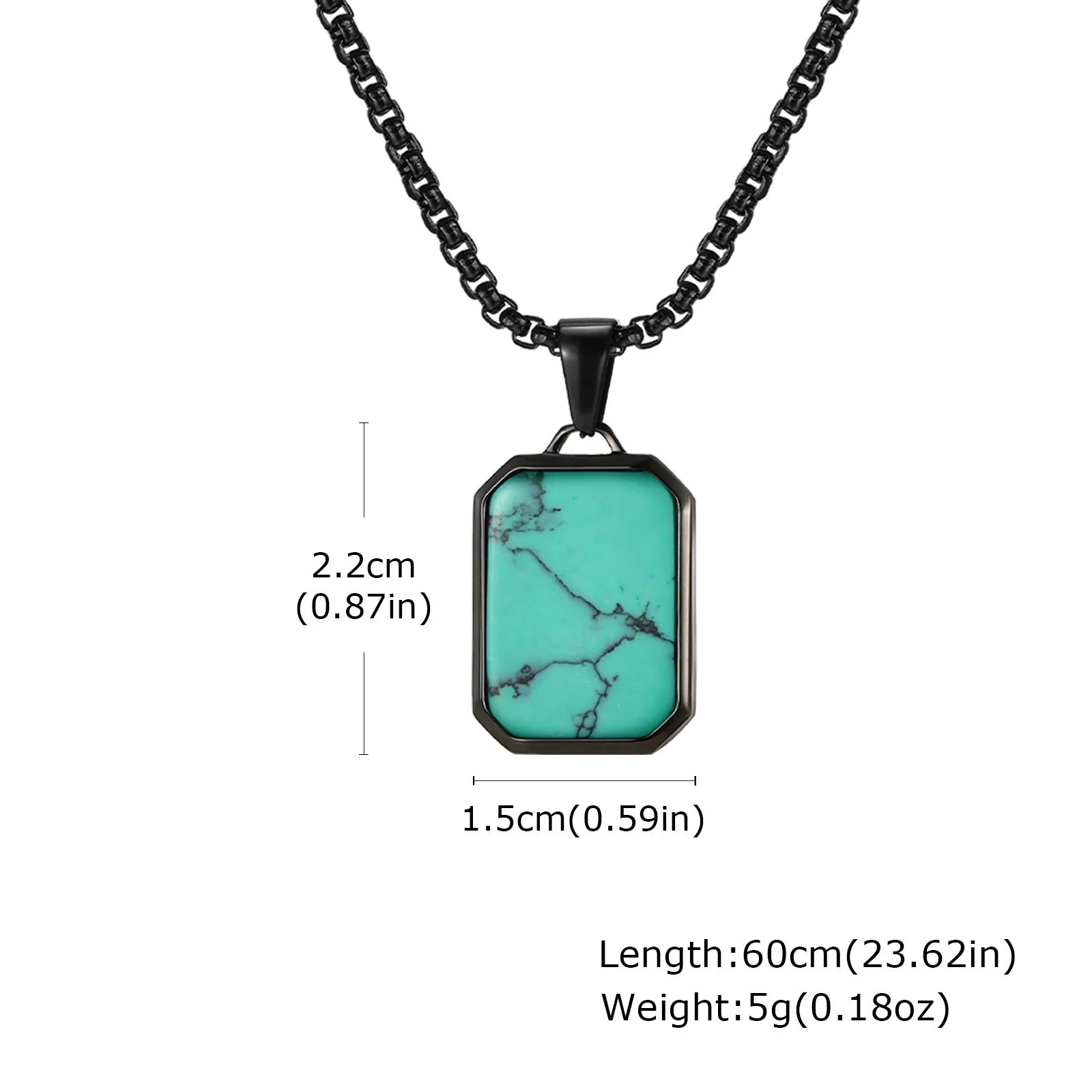 Wholesale Jewelry Stainless Steel Geometric Rectangular Turquoise Tiger Eye Lapis Pendant Necklace For Men Electroplated - Image 11