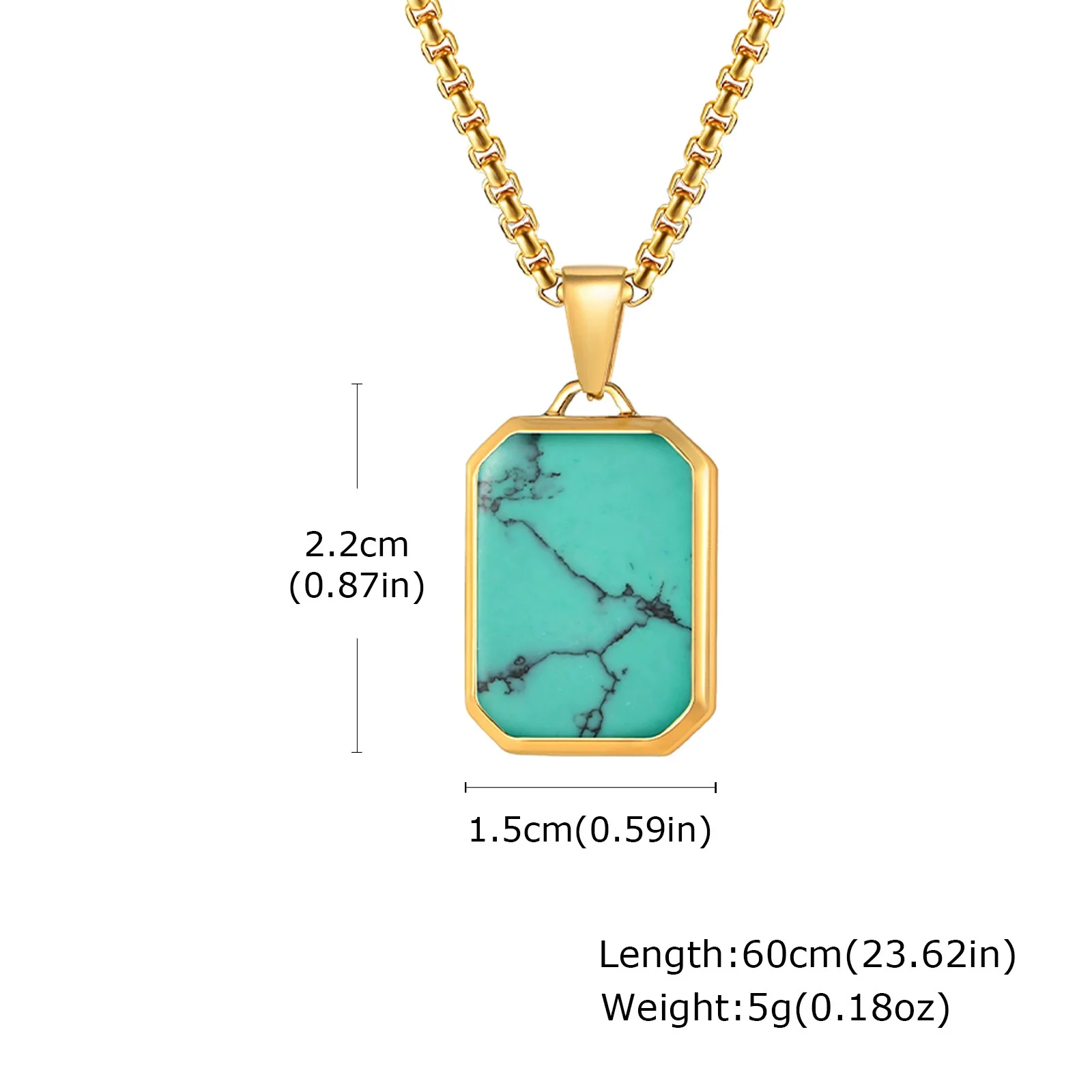 Wholesale Jewelry Stainless Steel Geometric Rectangular Turquoise Tiger Eye Lapis Pendant Necklace For Men Electroplated - Image 13