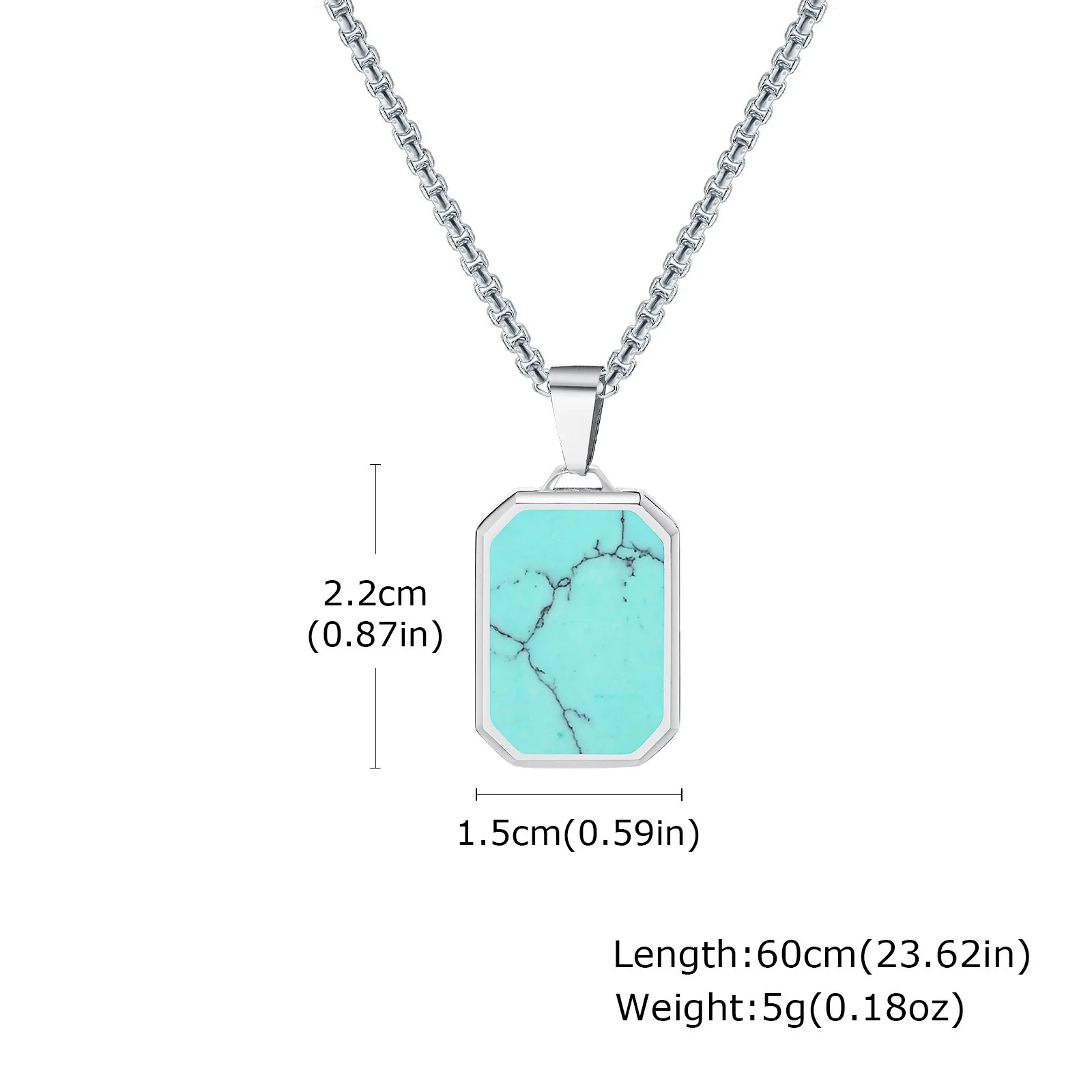 Wholesale Jewelry Stainless Steel Geometric Rectangular Turquoise Tiger Eye Lapis Pendant Necklace For Men Electroplated - Image 9
