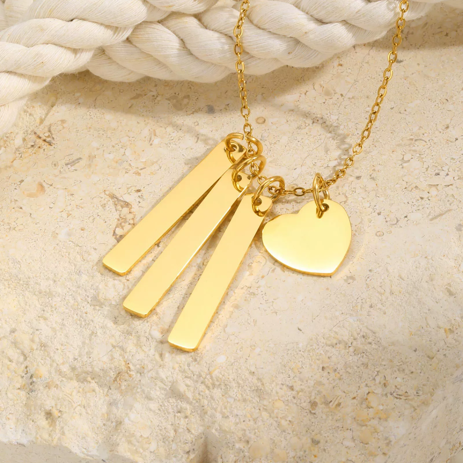 Wholesale Jewelry Stainless Steel Geometric Rose Gold Plated Long Necklace For Women - Image 13