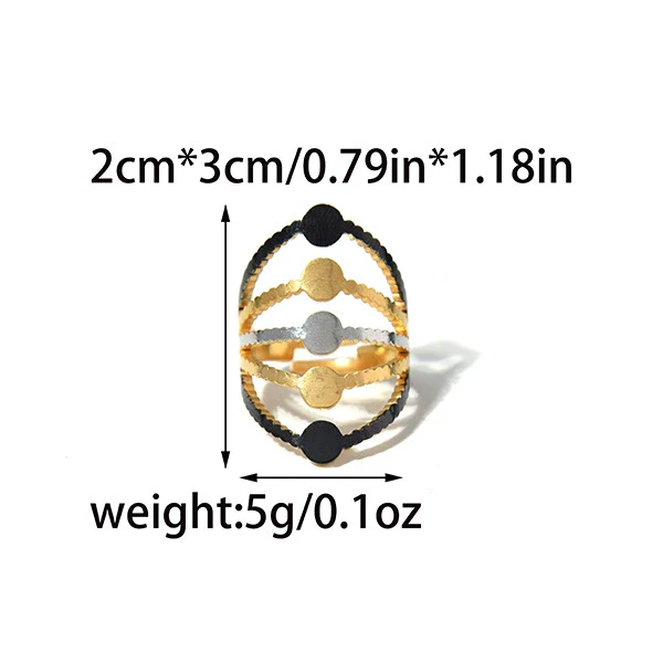 Wholesale Jewelry Stainless Steel Geometric Round Hollow Wide Face Ring Electroplated Retro Style Unisex - Image 6
