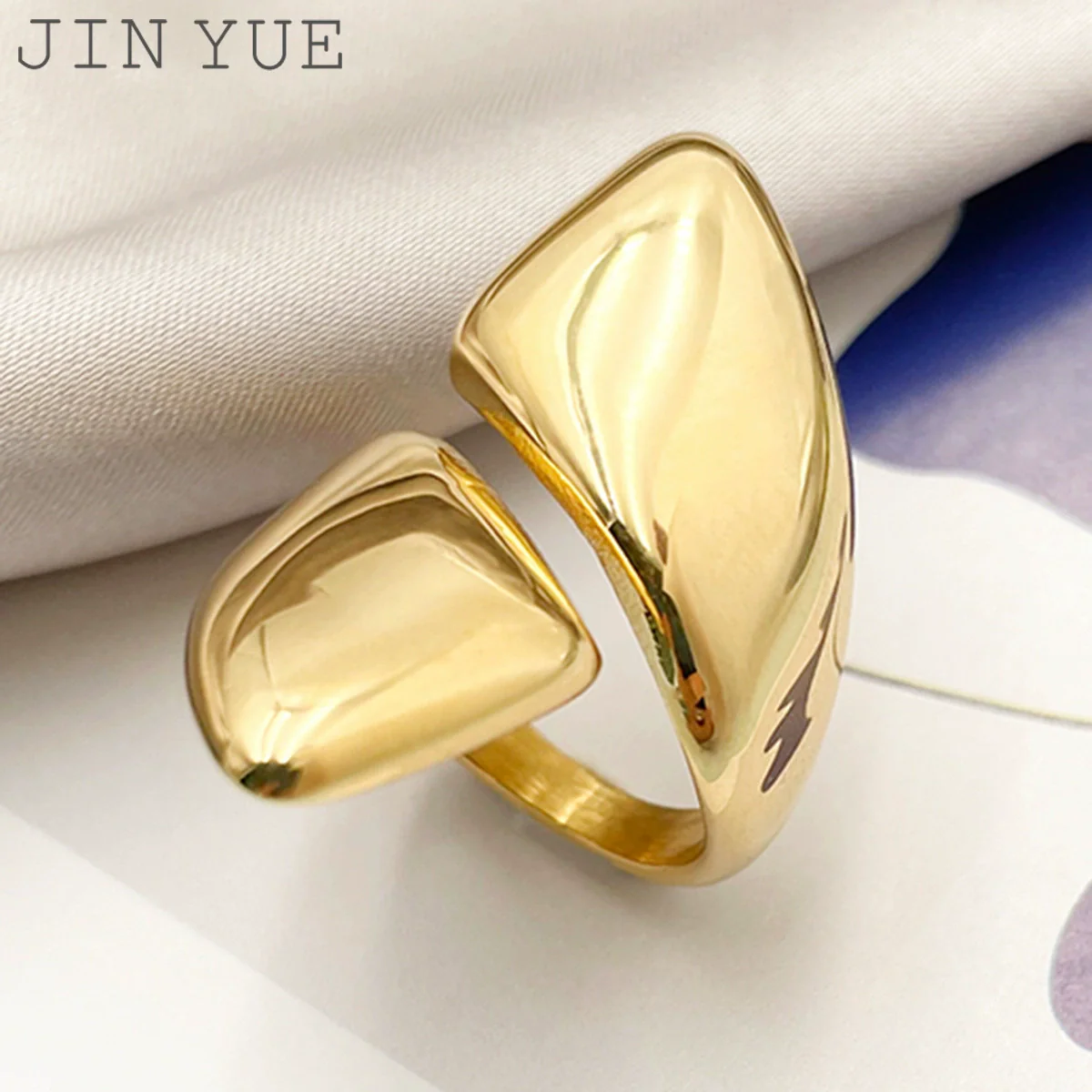 Wholesale Jewelry Stainless Steel Geometric Specialshaped Ring 14K Goldplated
