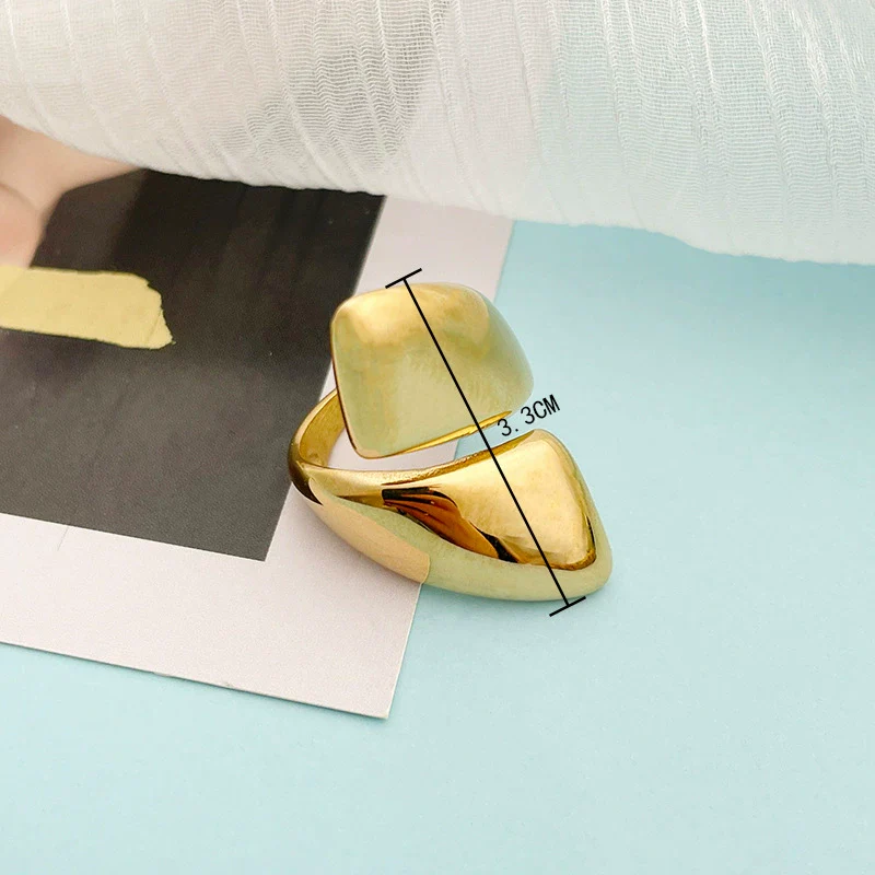 Wholesale Jewelry Stainless Steel Geometric Specialshaped Ring 14K Goldplated - Image 3