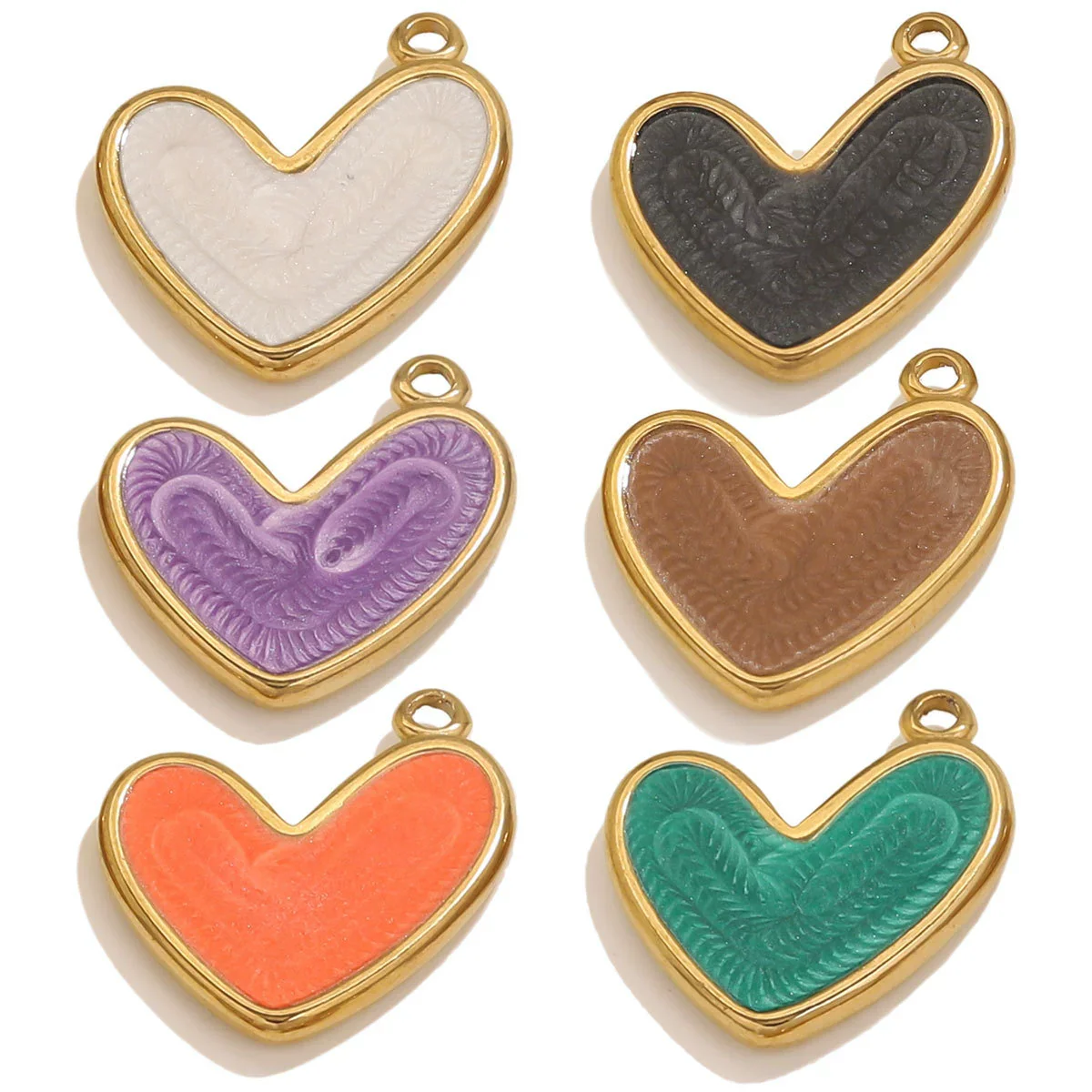 Wholesale Jewelry Stainless Steel Gold Enamel Oil Drop Love Pendant Accessories - Image 4