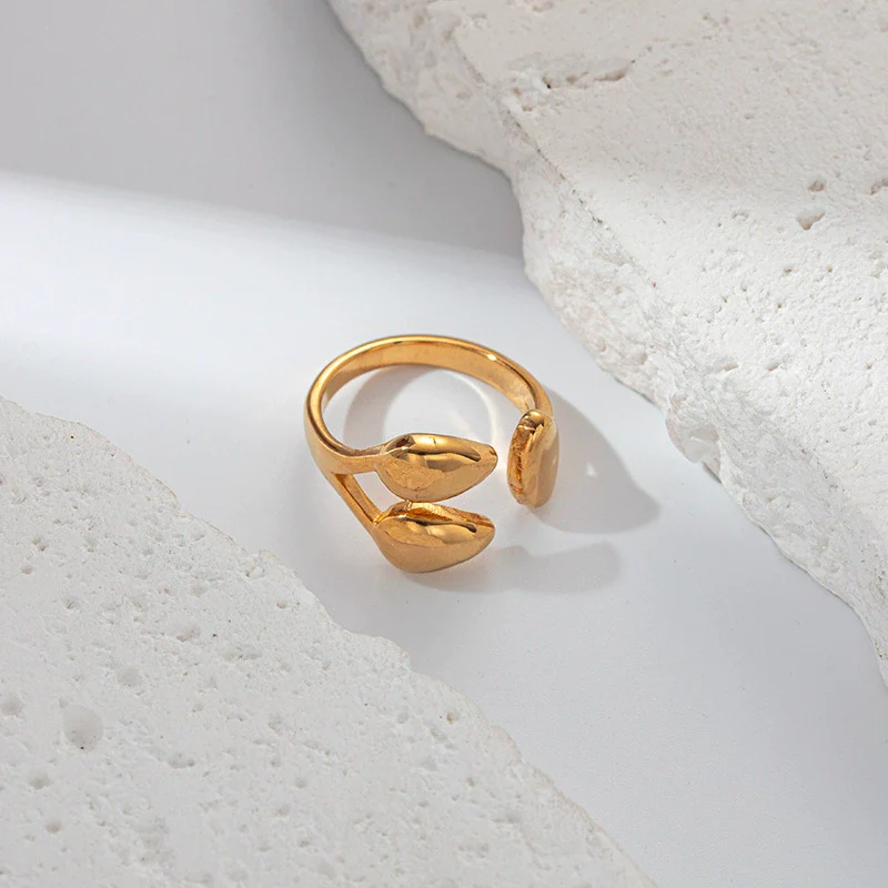 Wholesale Jewelry Stainless Steel Goldplated Water Drop Overlapping Fashion Geometric Ring For Men And Women - Image 3