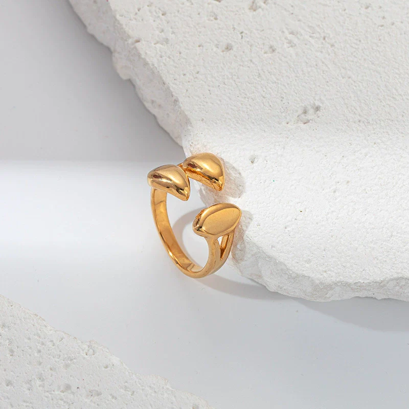Wholesale Jewelry Stainless Steel Goldplated Water Drop Overlapping Fashion Geometric Ring For Men And Women - Image 4