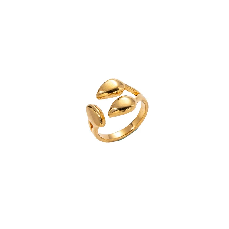 Wholesale Jewelry Stainless Steel Goldplated Water Drop Overlapping Fashion Geometric Ring For Men And Women - Image 5