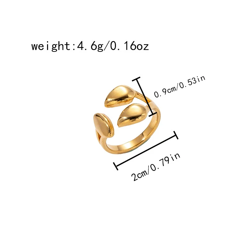 Wholesale Jewelry Stainless Steel Goldplated Water Drop Overlapping Fashion Geometric Ring For Men And Women - Image 6
