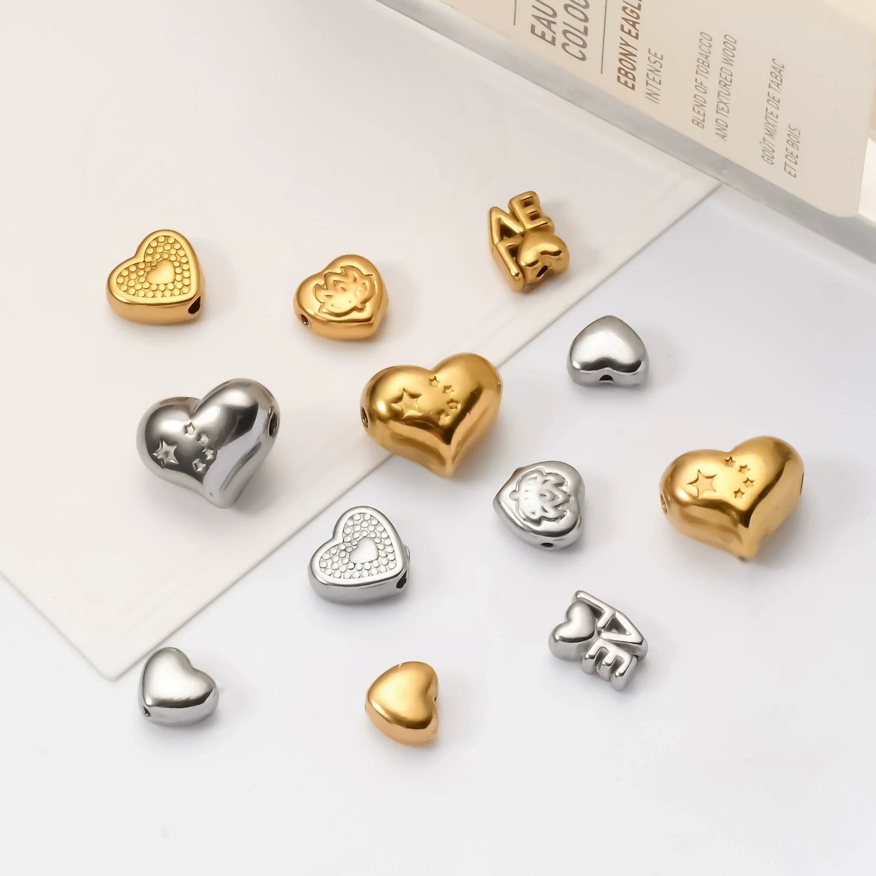 Wholesale Jewelry Stainless Steel Heart Love Perforated Beads Electroplating Baroque Style - Image 3