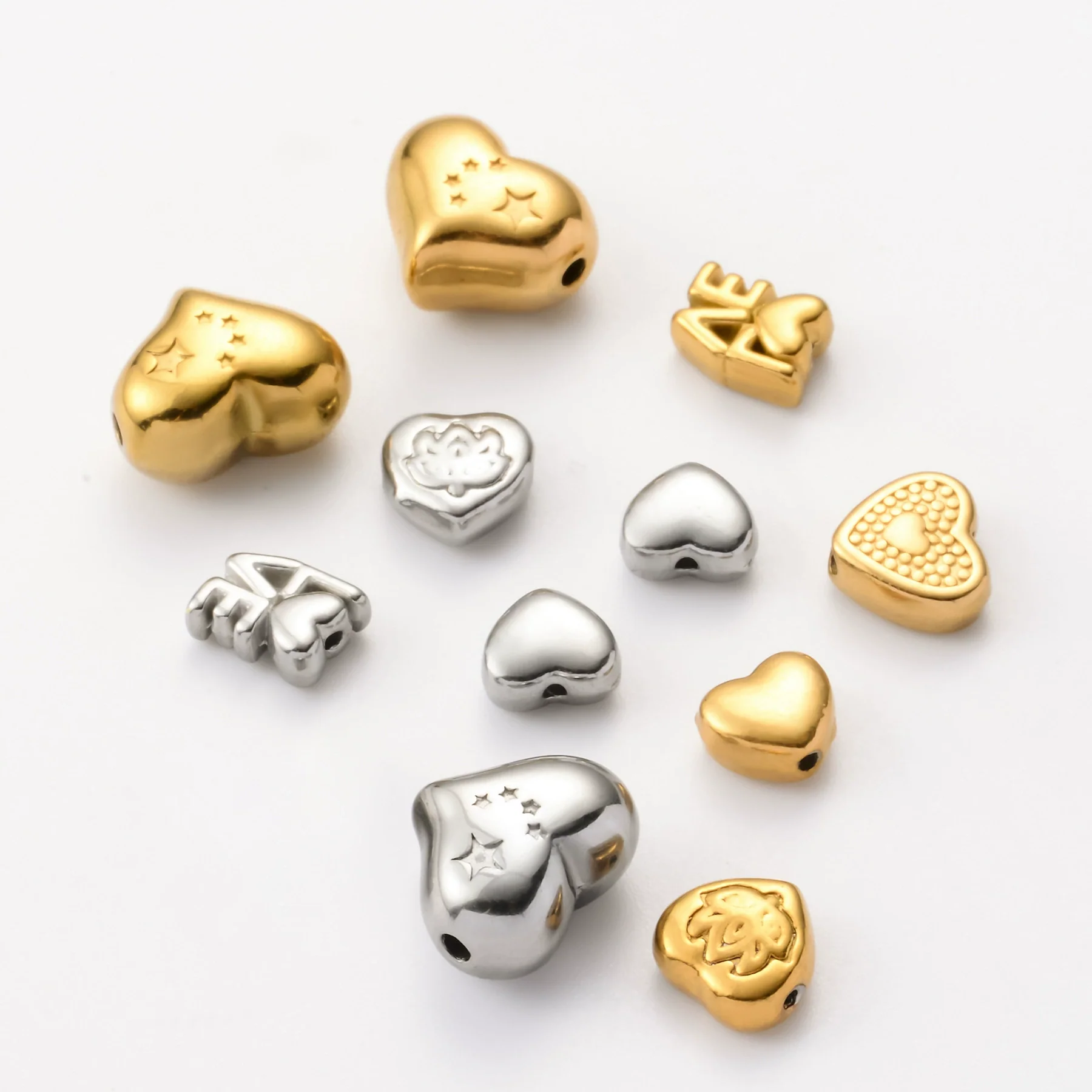 Wholesale Jewelry Stainless Steel Heart Love Perforated Beads Electroplating Baroque Style - Image 4