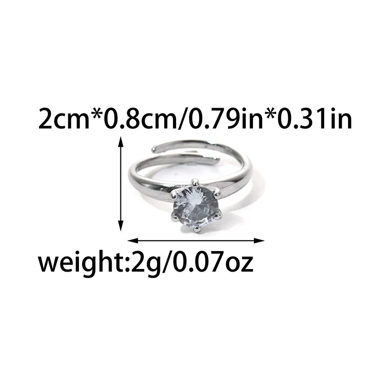 Wholesale Jewelry Stainless Steel Heart Shape Geometric Zircon Opening Ring For Women - Image 6