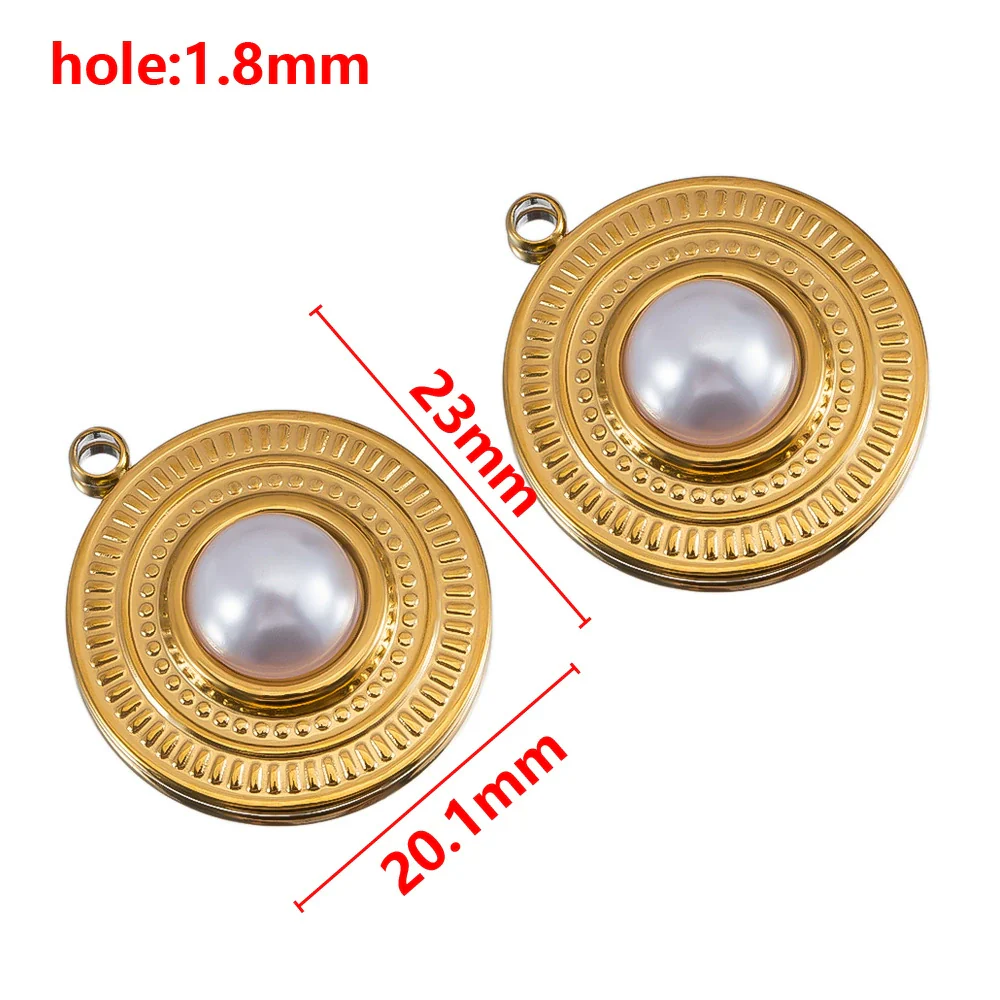Wholesale Jewelry Stainless Steel Imitation Pearl Pendant With Round Irregular Bow Pattern Gold Plated Handmade Accessories - Image 11