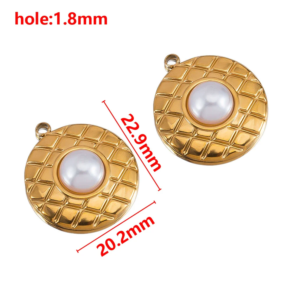 Wholesale Jewelry Stainless Steel Imitation Pearl Pendant With Round Irregular Bow Pattern Gold Plated Handmade Accessories - Image 12