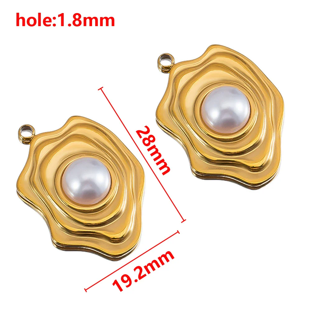 Wholesale Jewelry Stainless Steel Imitation Pearl Pendant With Round Irregular Bow Pattern Gold Plated Handmade Accessories - Image 13