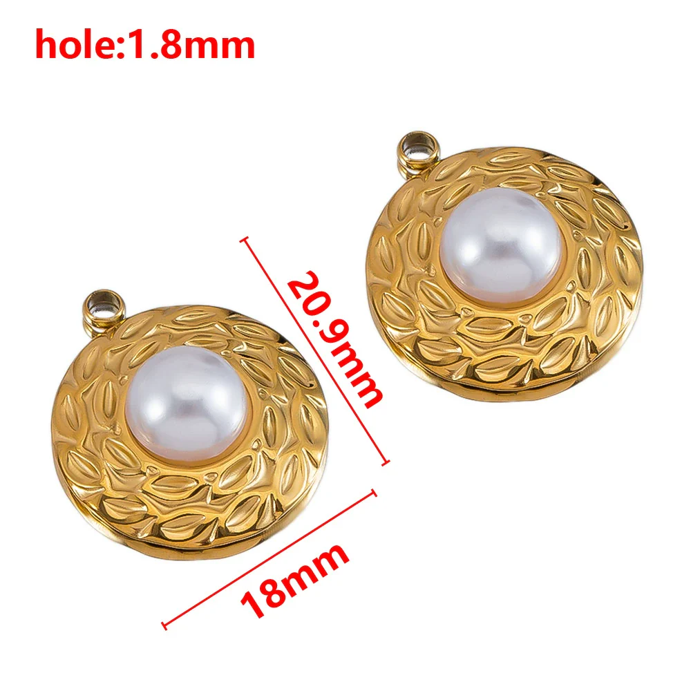 Wholesale Jewelry Stainless Steel Imitation Pearl Pendant With Round Irregular Bow Pattern Gold Plated Handmade Accessories - Image 17