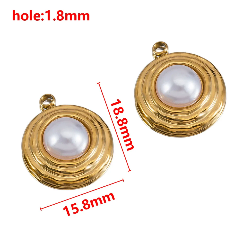 Wholesale Jewelry Stainless Steel Imitation Pearl Pendant With Round Irregular Bow Pattern Gold Plated Handmade Accessories - Image 6