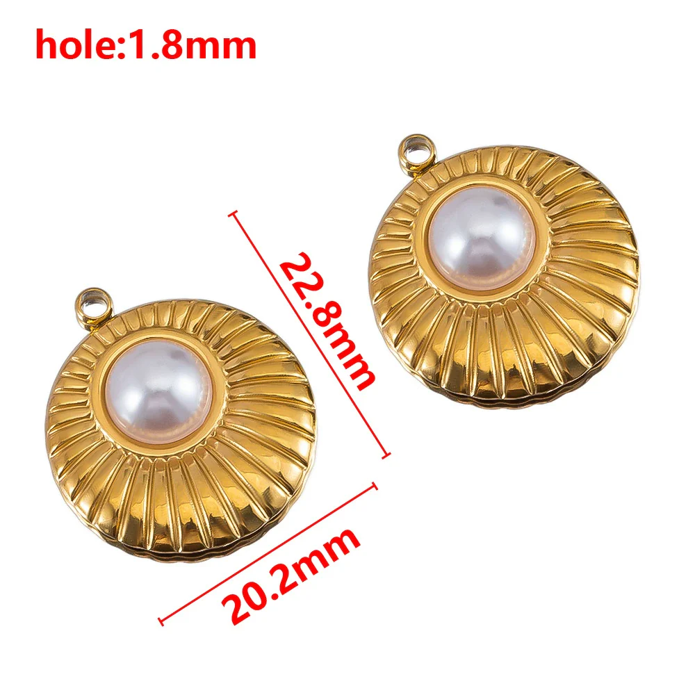 Wholesale Jewelry Stainless Steel Imitation Pearl Pendant With Round Irregular Bow Pattern Gold Plated Handmade Accessories - Image 7