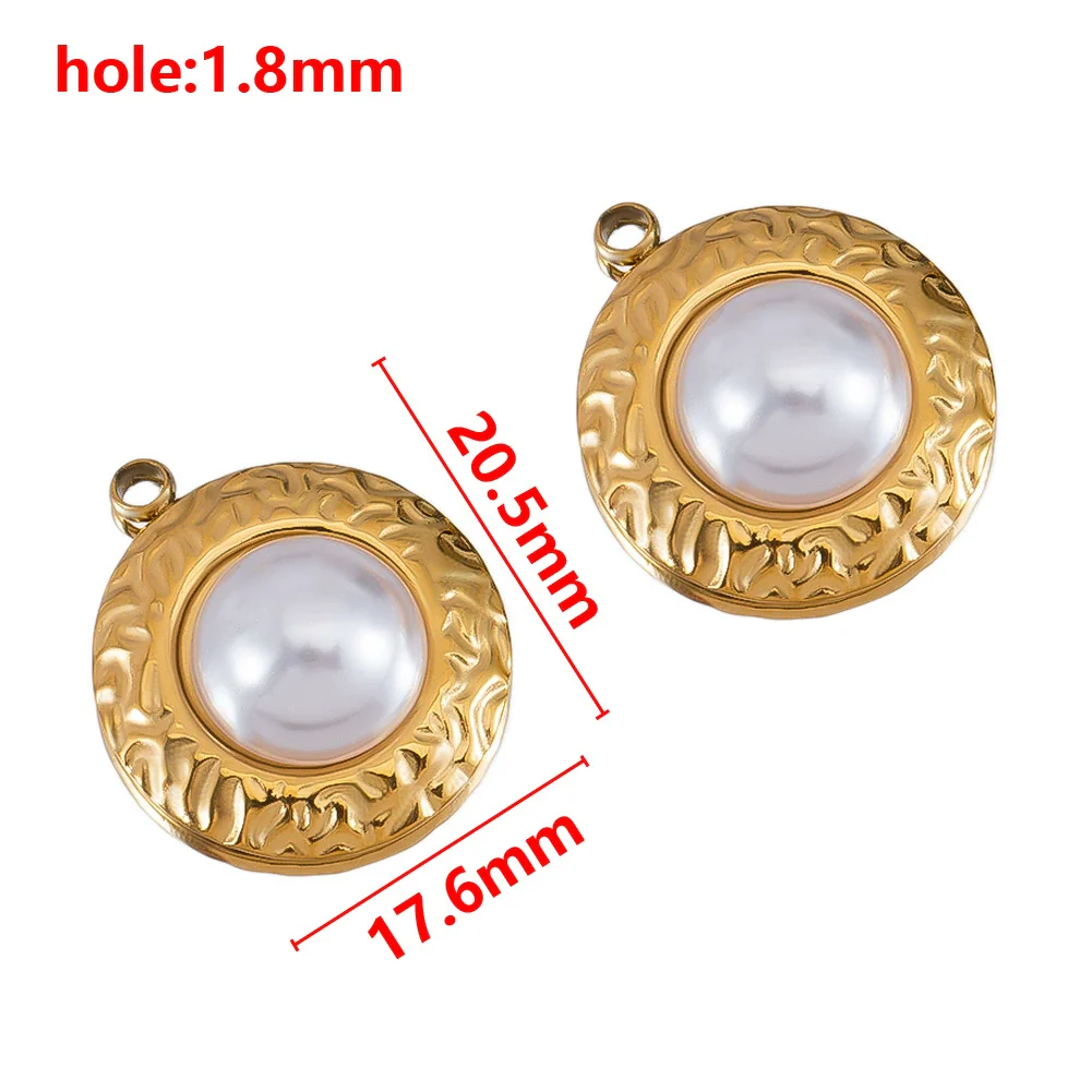 Wholesale Jewelry Stainless Steel Imitation Pearl Pendant With Round Irregular Bow Pattern Gold Plated Handmade Accessories - Image 9