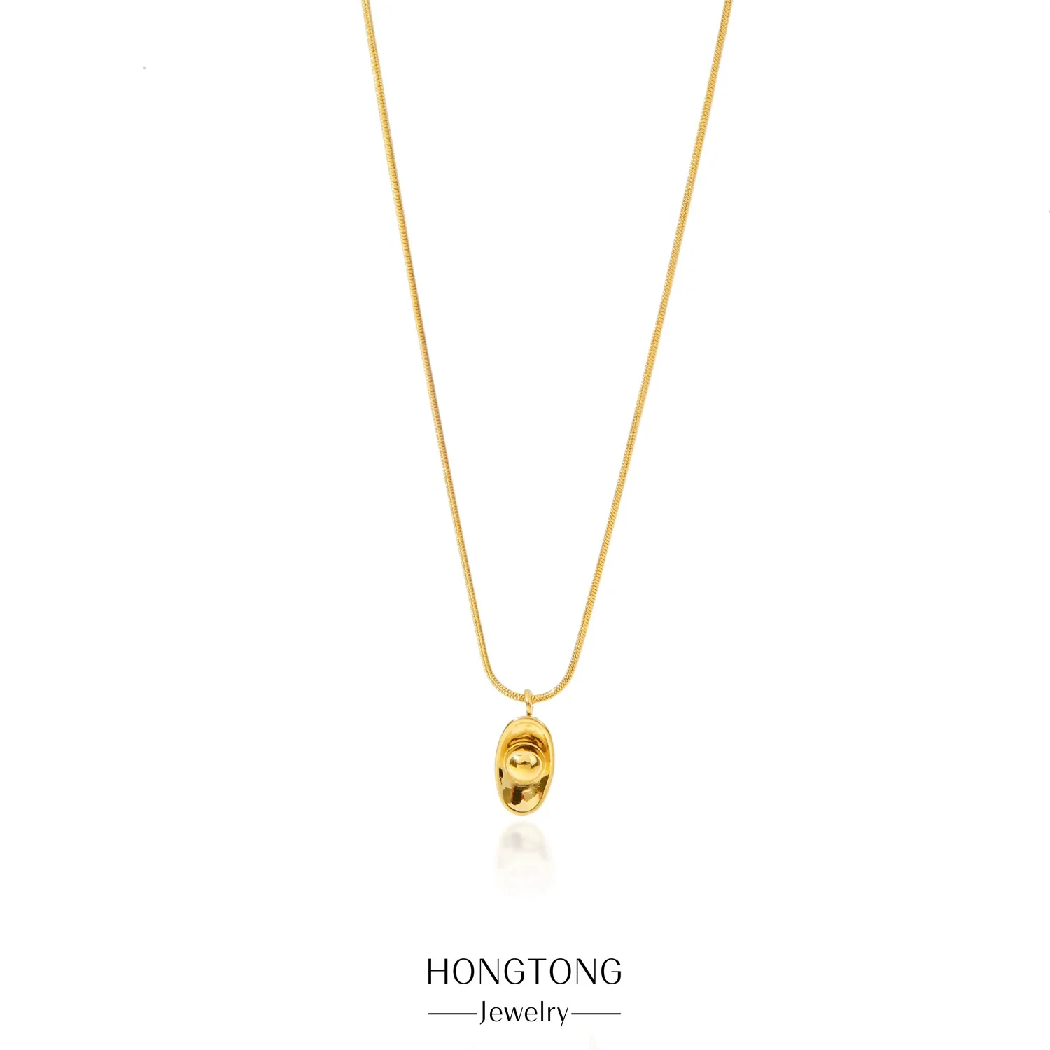 Wholesale Jewelry Stainless Steel Ingot Pendant With Round Snake Clavicle Chain Electroplated