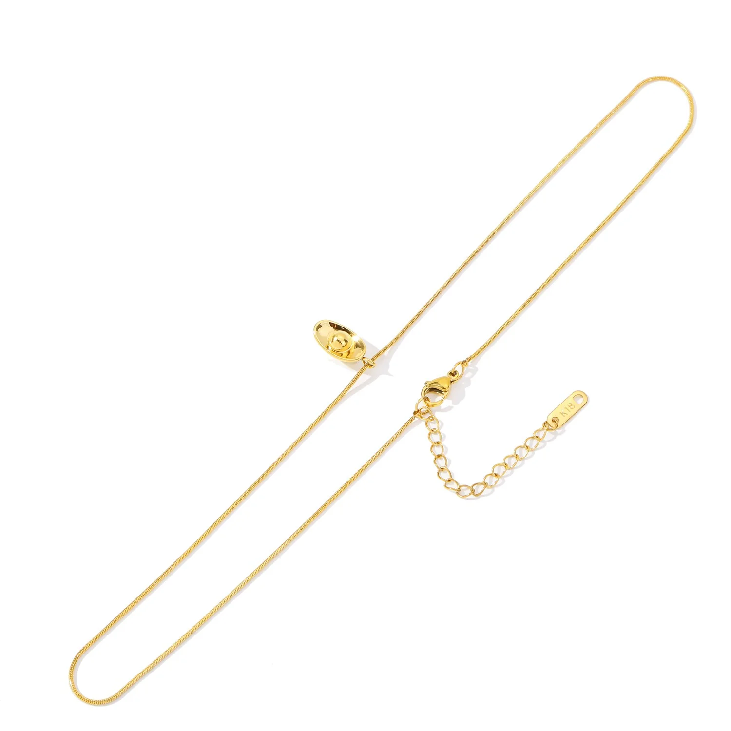 Wholesale Jewelry Stainless Steel Ingot Pendant With Round Snake Clavicle Chain Electroplated - Image 2