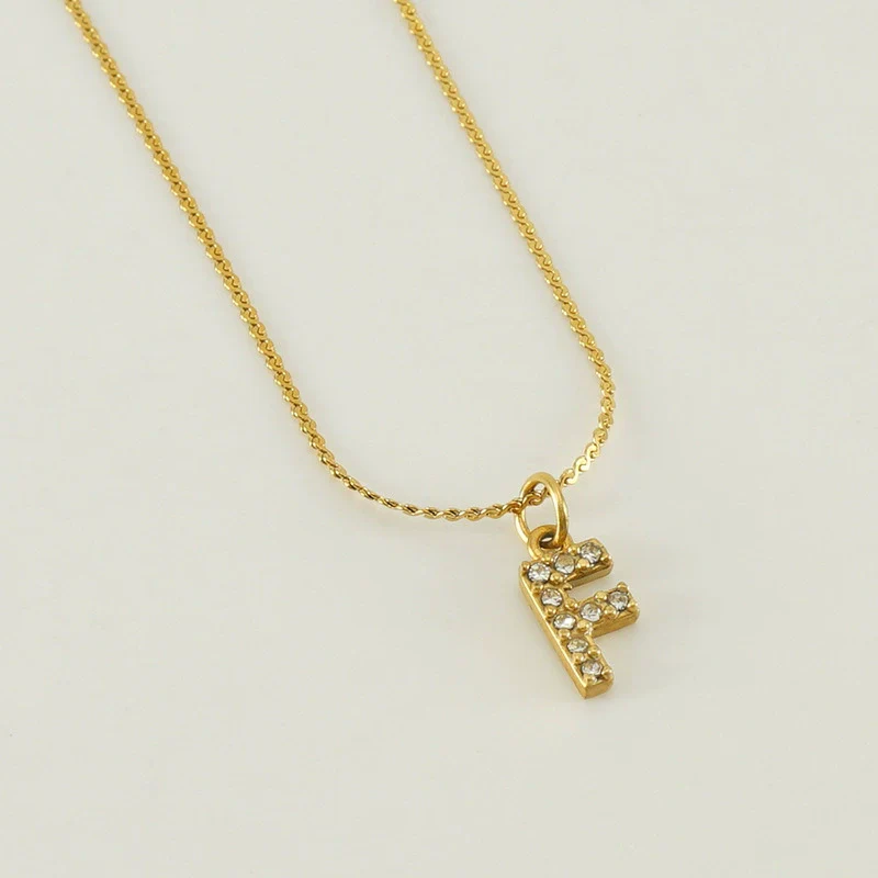 Wholesale Jewelry 316L Stainless Steel Letter Necklace Gold Plated With Diamond Egg S Chain For Women - Image 11