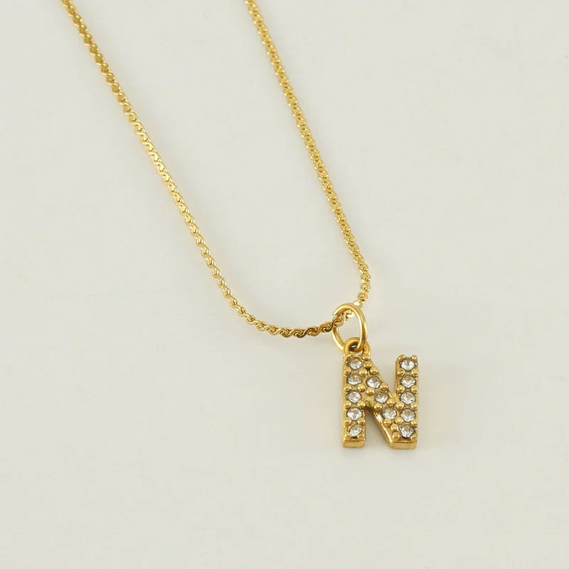 Wholesale Jewelry 316L Stainless Steel Letter Necklace Gold Plated With Diamond Egg S Chain For Women - Image 19