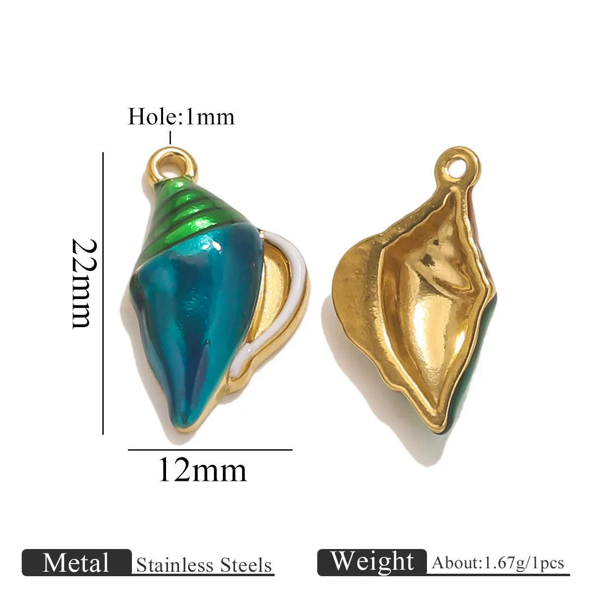 Wholesale Jewelry Stainless Steel Marine Series Pendant With Mermaid Shell And Sea Star Design Electroplated - Image 15