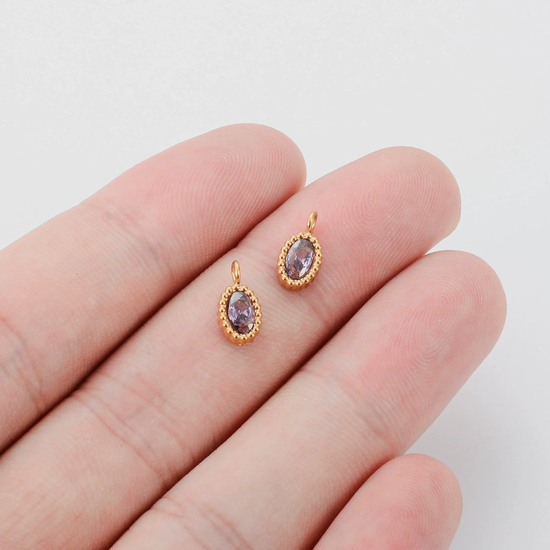 Wholesale Jewelry Stainless Steel Mini Pendant Inlaid Stars Oval Round Zircon Electroplated - Image 11
