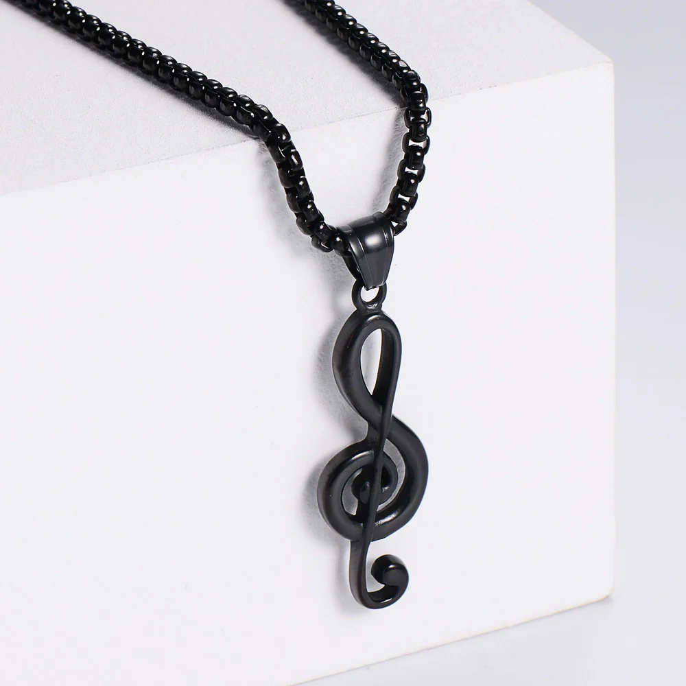 Wholesale Jewelry Stainless Steel Music Symbol Logo Doll Retro Unisex Electroplated Necklace - Image 4