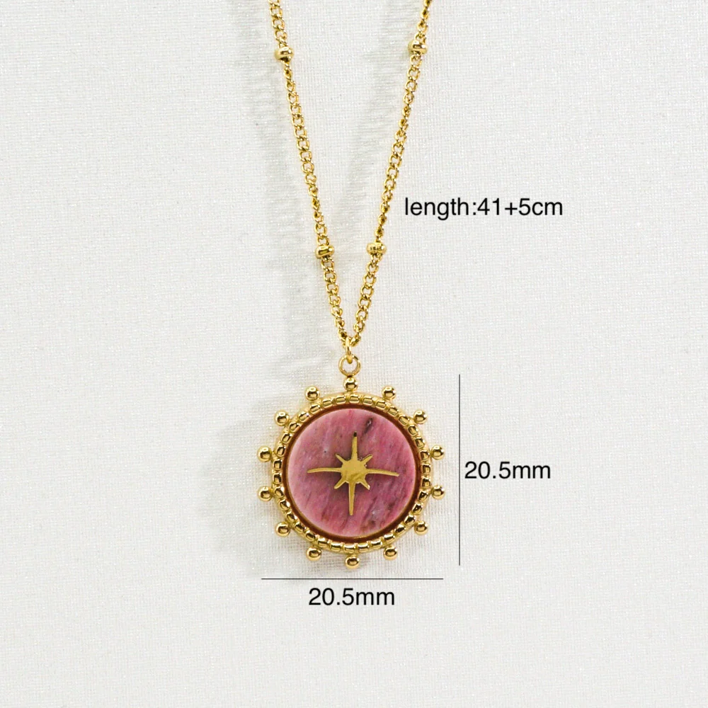 Wholesale Jewelry Stainless Steel Natural Stone Geometric Light Luxury Electroplated Star Pendant Necklace - Image 10