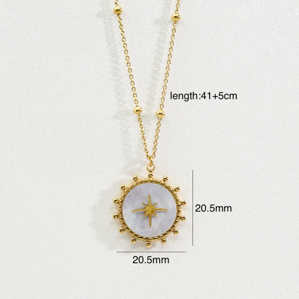 Wholesale Jewelry Stainless Steel Natural Stone Geometric Light Luxury Electroplated Star Pendant Necklace - Image 9