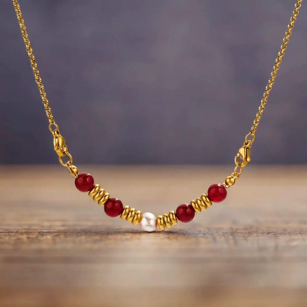 Wholesale Jewelry Stainless Steel Natural Stone Pearl Retro Double Hole Round Pendant With Electroplating And Vacuum Treatment - Image 4