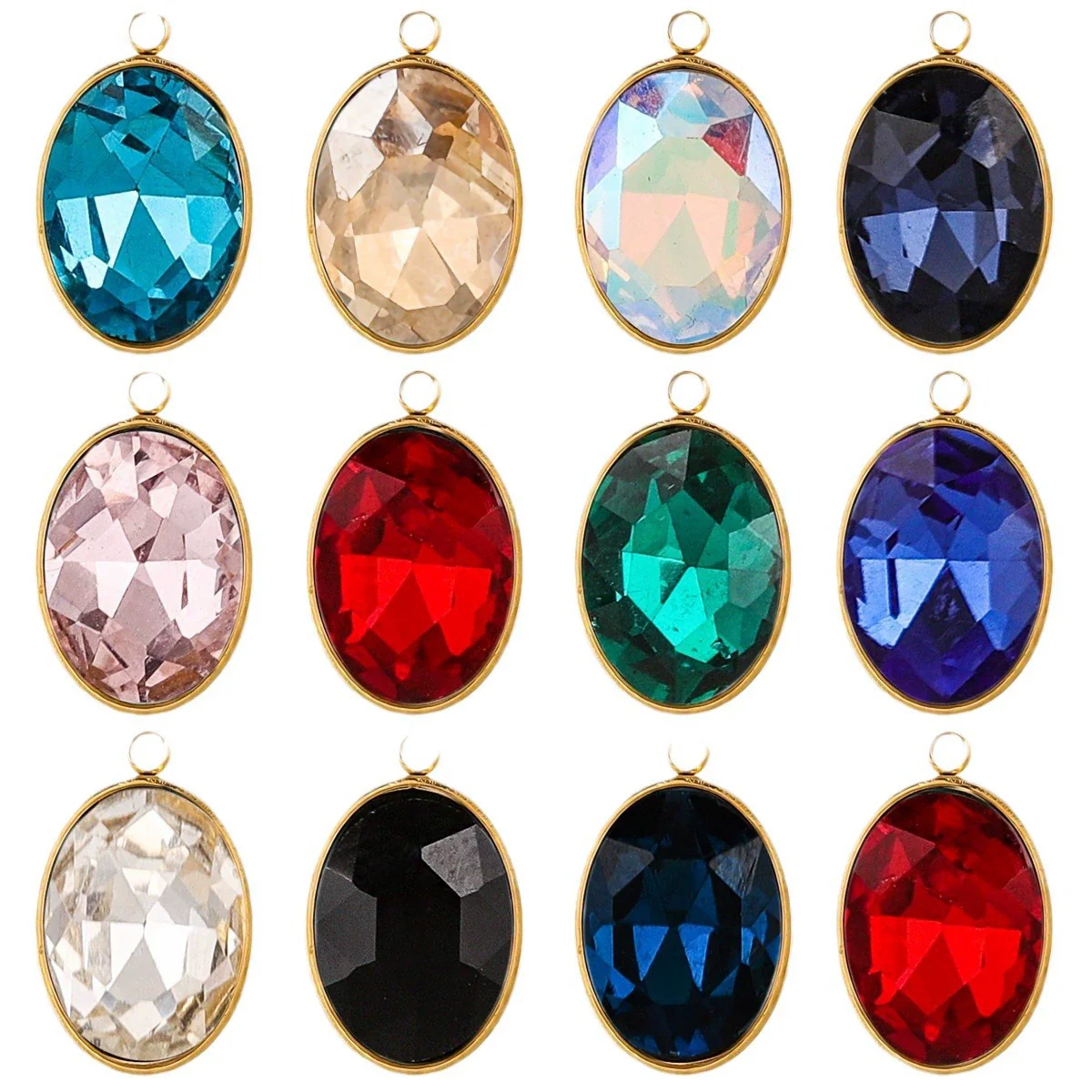 Wholesale Jewelry Stainless Steel Oval Round Fivepointed Star Dropshaped Love Crystal Glass Pendant Earrings Necklace Handmade Electroplating - Image 5