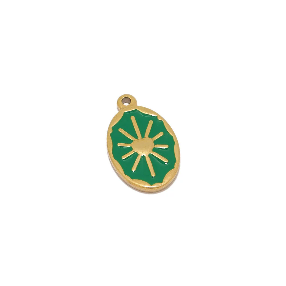 Wholesale Jewelry Stainless Steel Oval Tag Oil Dripping Sun Pendant Diy Necklace Accessories - Image 10
