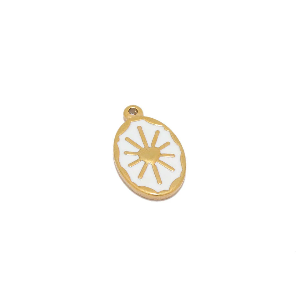 Wholesale Jewelry Stainless Steel Oval Tag Oil Dripping Sun Pendant Diy Necklace Accessories - Image 7