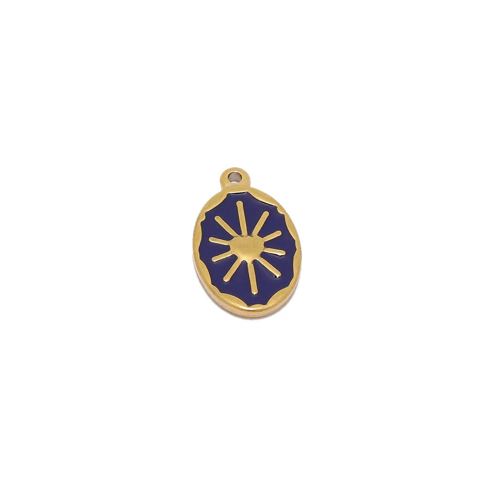 Wholesale Jewelry Stainless Steel Oval Tag Oil Dripping Sun Pendant Diy Necklace Accessories - Image 8