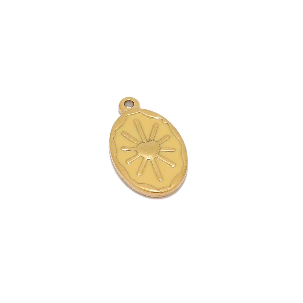 Wholesale Jewelry Stainless Steel Oval Tag Oil Dripping Sun Pendant Diy Necklace Accessories - Image 9