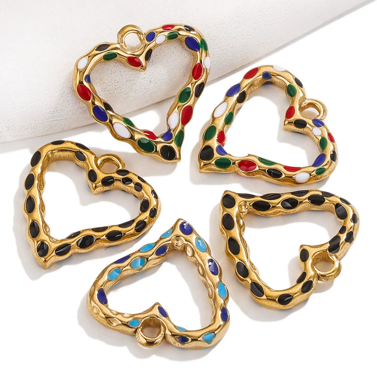 Wholesale Jewelry Stainless Steel Peach Heart Dripping Oil Pendant Necklace - Image 2