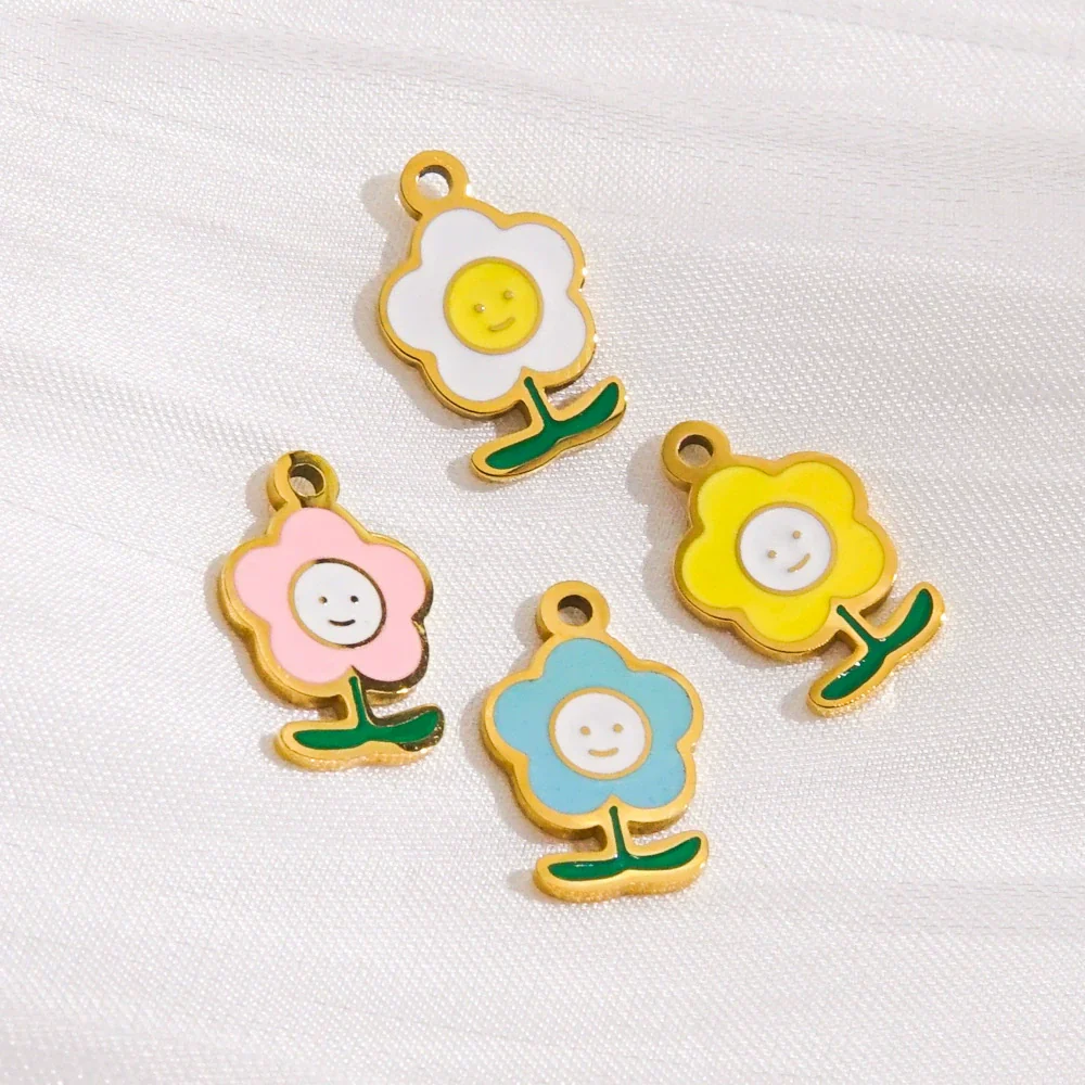 Wholesale Jewelry Stainless Steel Plant Flowers Oil Drop Pendant - Image 2