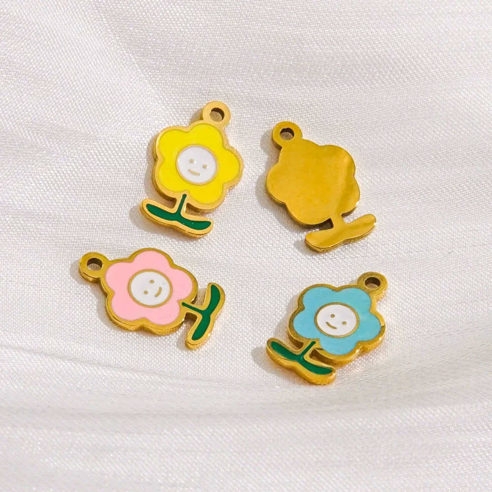 Wholesale Jewelry Stainless Steel Plant Flowers Oil Drop Pendant - Image 3