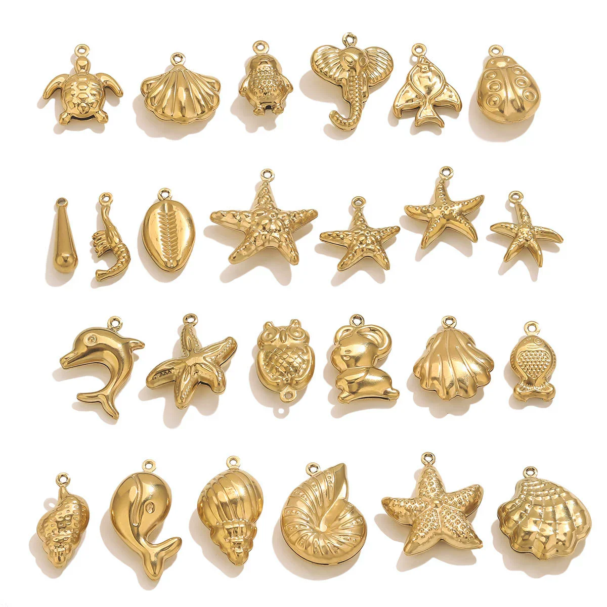 Wholesale Jewelry Stainless Steel Pvd Gold Plated Hollow Ocean Shell Pendant Conch Turtle Animal Shape Bracelet Accessories Charm - Image 4