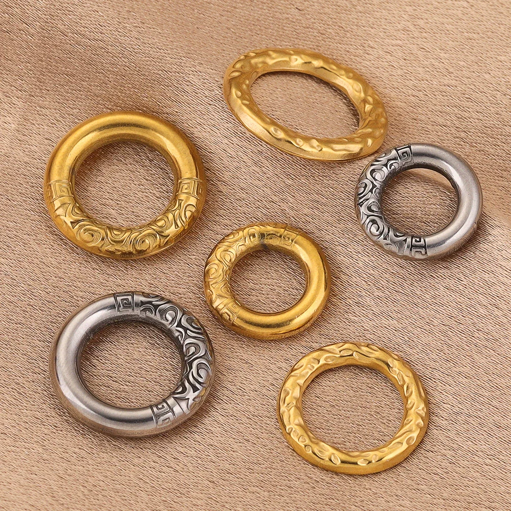 Wholesale Jewelry Stainless Steel Retro Round Ring With Eight Eyes Pattern And Titanium Steel Texture Electroplated Pendant For Earrings And Necklace - Image 3