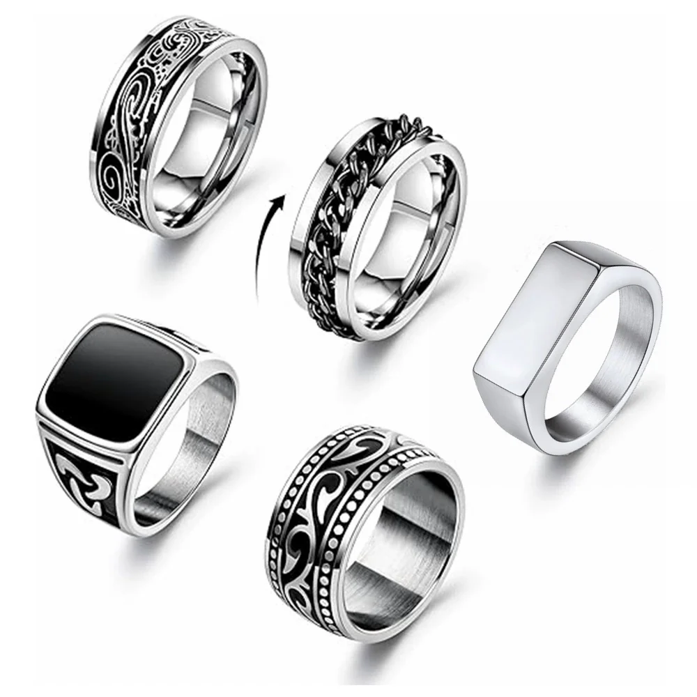 Wholesale Jewelry Stainless Steel Rotating Suit Ring With Geometric Pattern And Polishing Treatment - Image 5