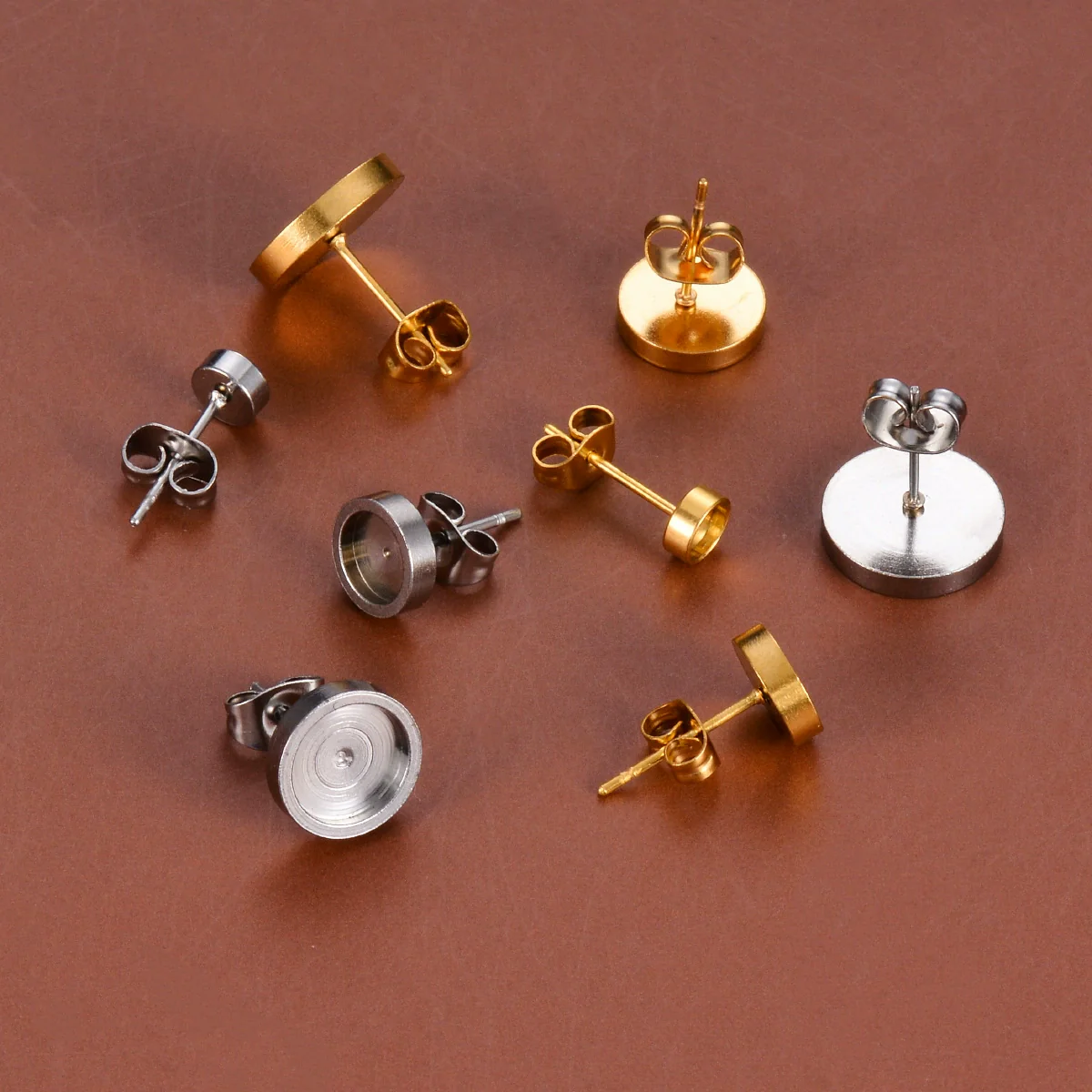 Wholesale Jewelry Stainless Steel Round Disc Earrings Material With Welding Pin And Electroplating - Image 4
