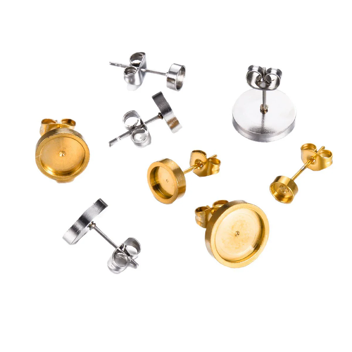 Wholesale Jewelry Stainless Steel Round Disc Earrings Material With Welding Pin And Electroplating - Image 5